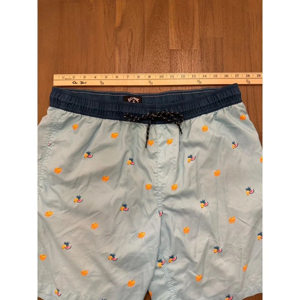 Billabong All Day Layback Board Shorts Mens XL Blue Tropical‎ Fruit Print Trunks